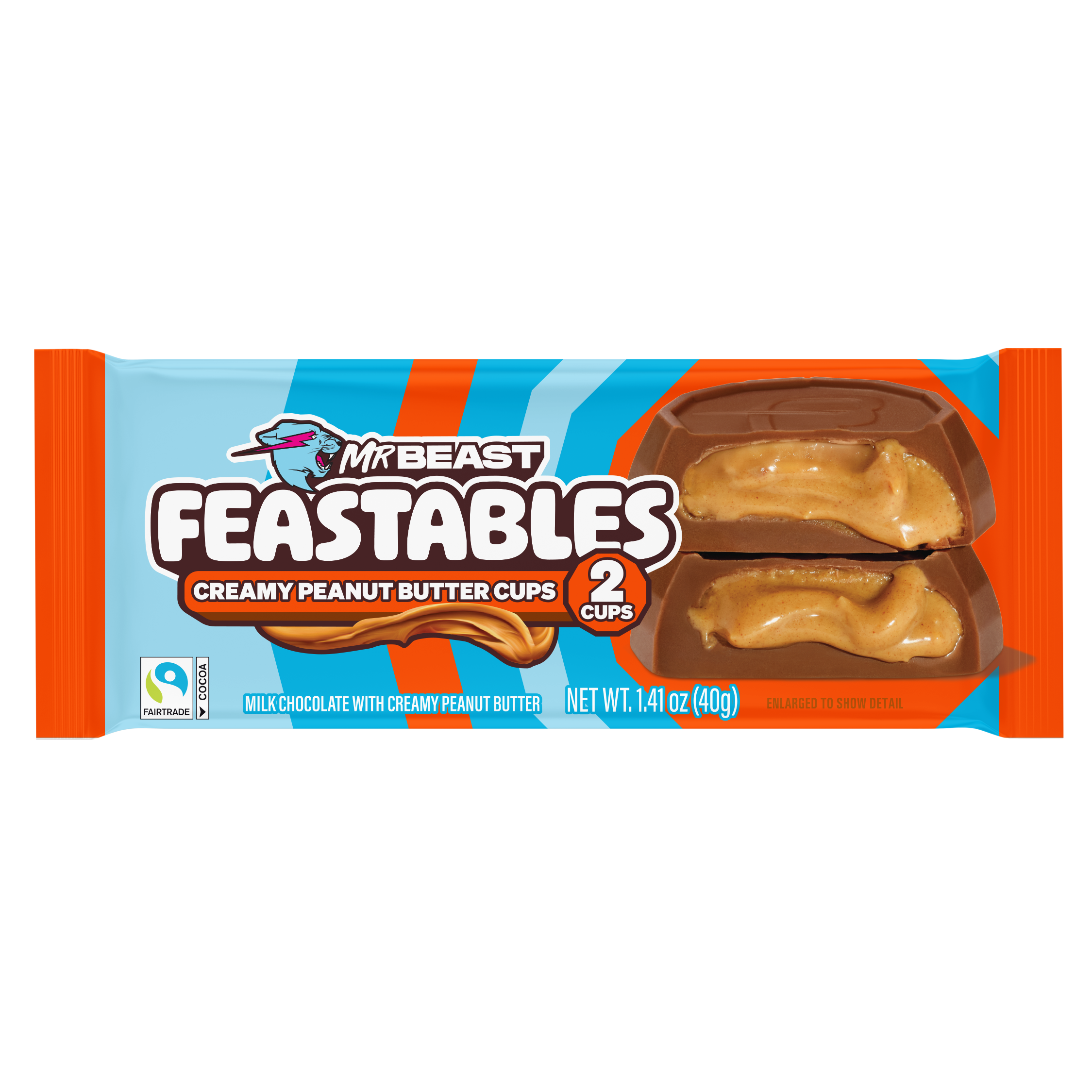 Mr Beast Feastables Peanut Butter Cups 40gm, Made with Grass-Fed Milk Chocolate and Organic Cocoa
