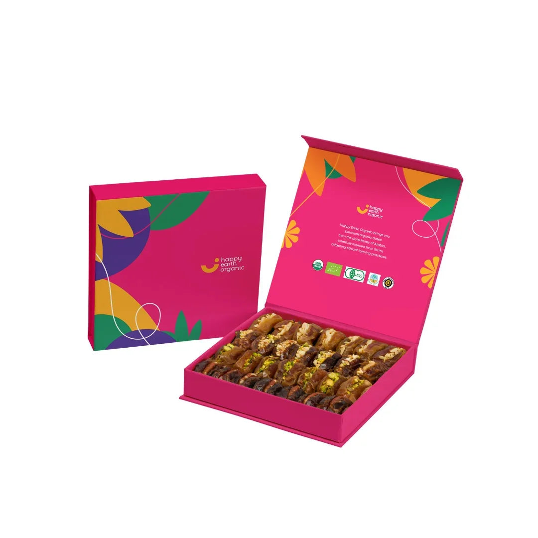 Happy Earth Organic Dubai Pink Filled Dates - 500g