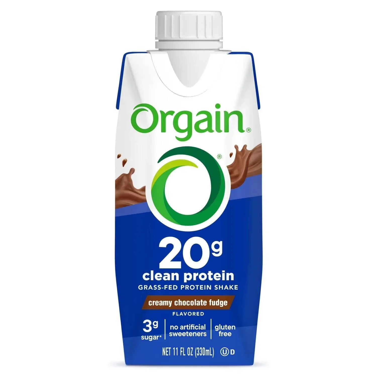 Orgain 20g Clean Protein Grass Fed Shake, Creamy Chocolate Fudge 330ml