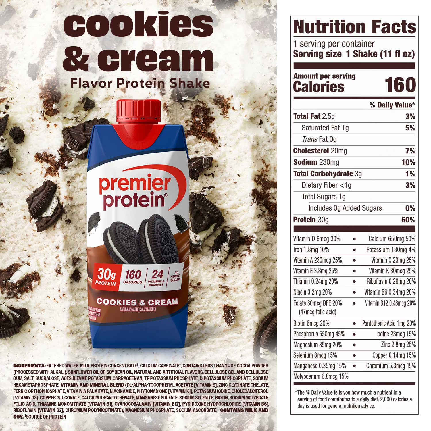 Premier Protein 30g High Protein Shake, Cookies and Cream 325ml