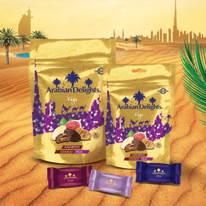 Arabian Delights Chocolate Figs, Assorted Pack, Coated Bite-Sized Snacks - 250 gm