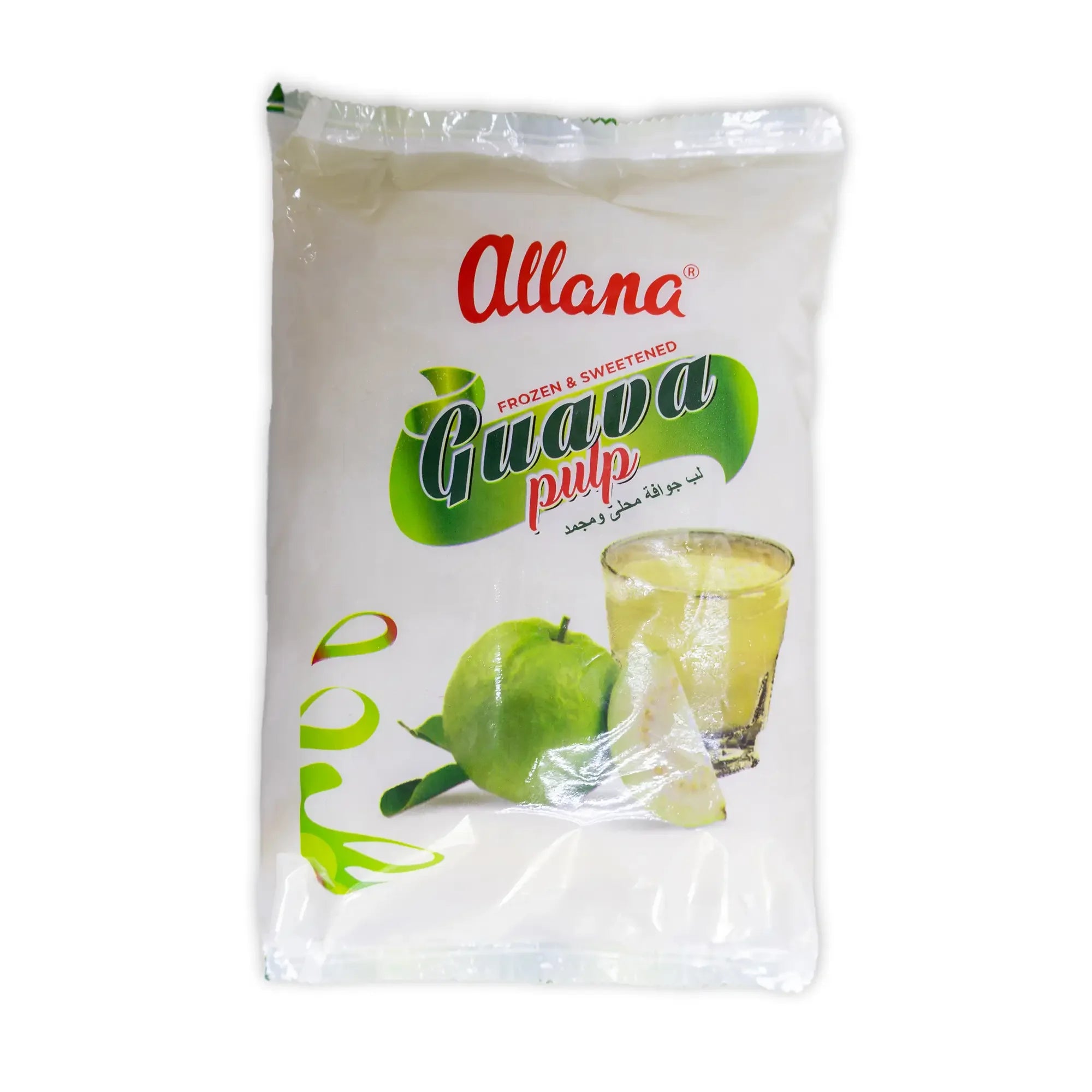 Packaging of Allana Frozen Guava Pulp on a white background