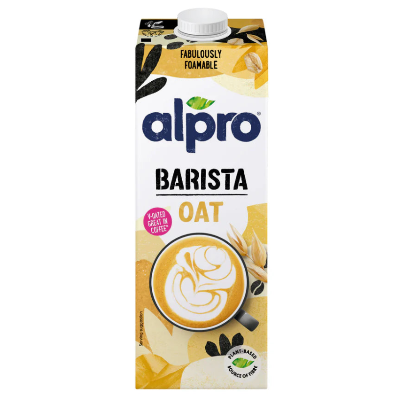 Alpro Barista Oat milk carton, plant-based, perfect for coffee, UAE vegan food store
