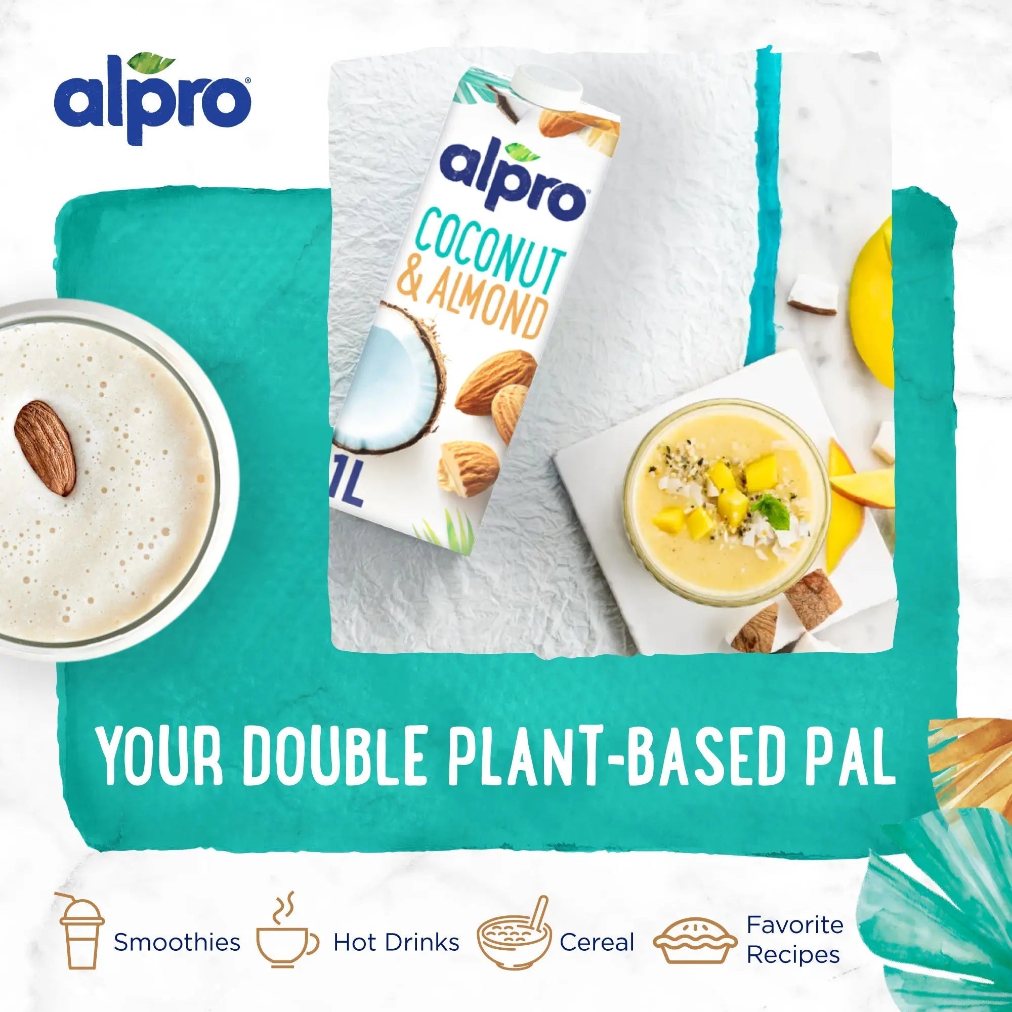 Alpro Coconut-Almond Drink 1L,(Pack of 4) 100% Plant Based And Dairy Free, Suitable For Vegans, Naturally Free From Lactose, Rich In Nutrients