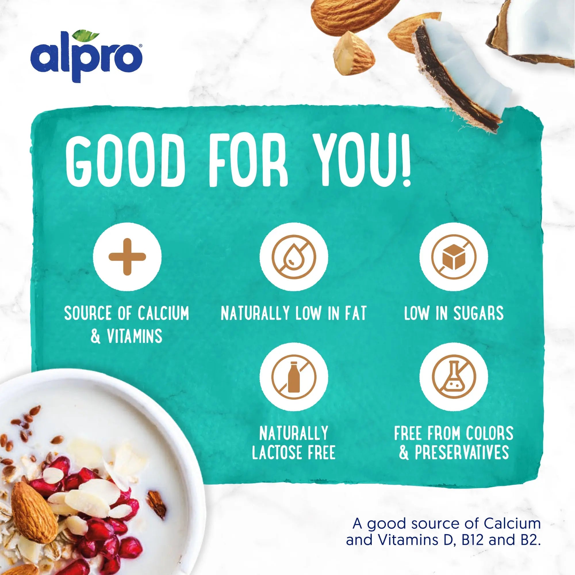 Alpro Coconut-Almond Drink 1L,(Pack of 4) 100% Plant Based And Dairy Free, Suitable For Vegans, Naturally Free From Lactose, Rich In Nutrients