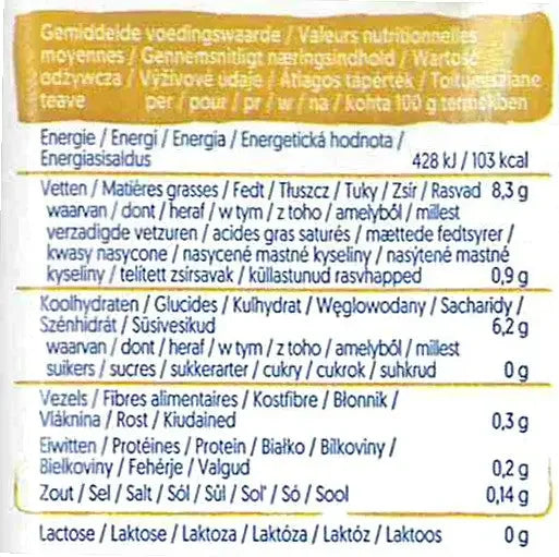 Nutrition facts label in multiple languages for a plant-based food product from iPlantBased UAE.