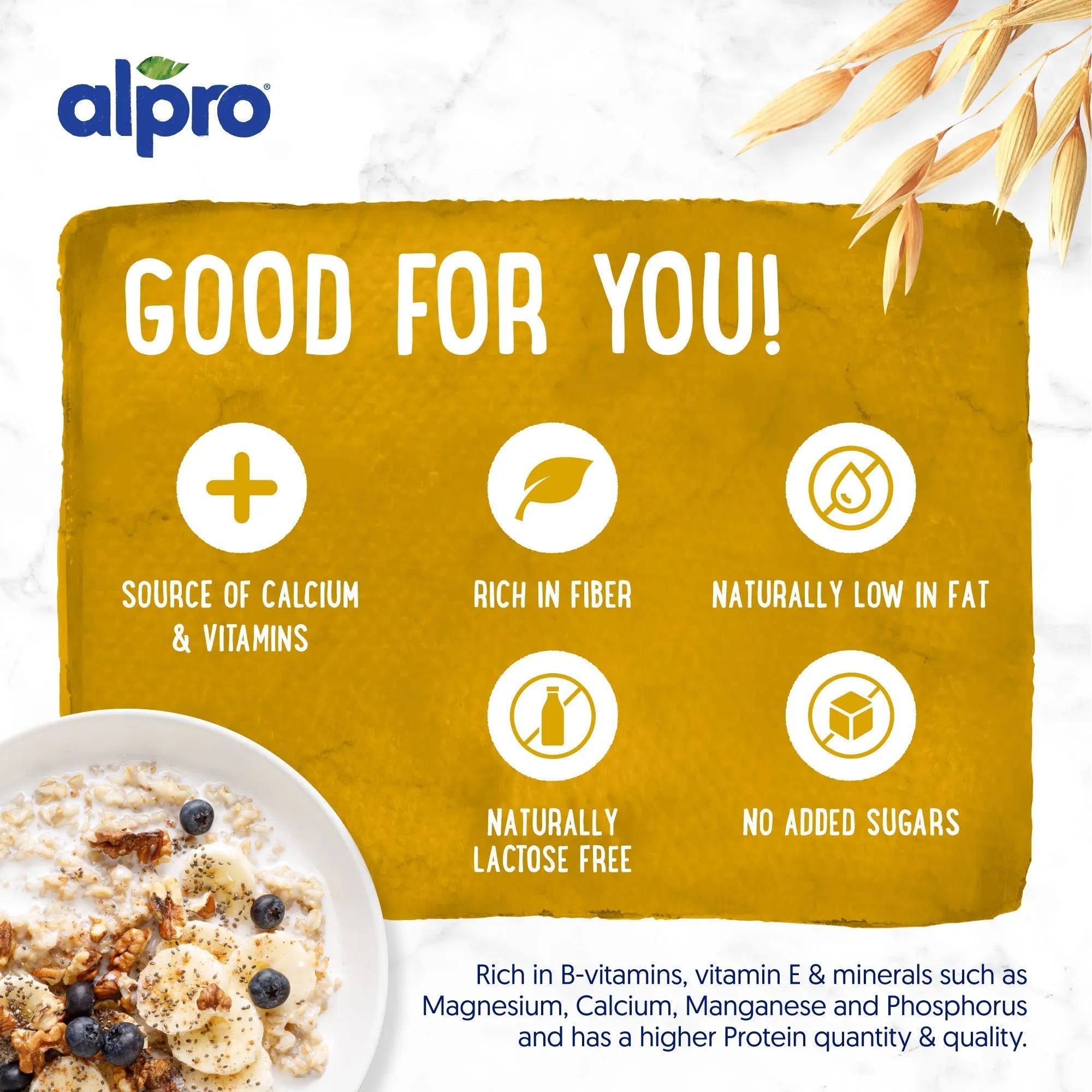 Alpro Oat Drink 1L, (Pack of 4) 100% Plant Based And Dairy Free, Suitable For Vegans, Naturally Free From Lactose, Rich In Nutrients