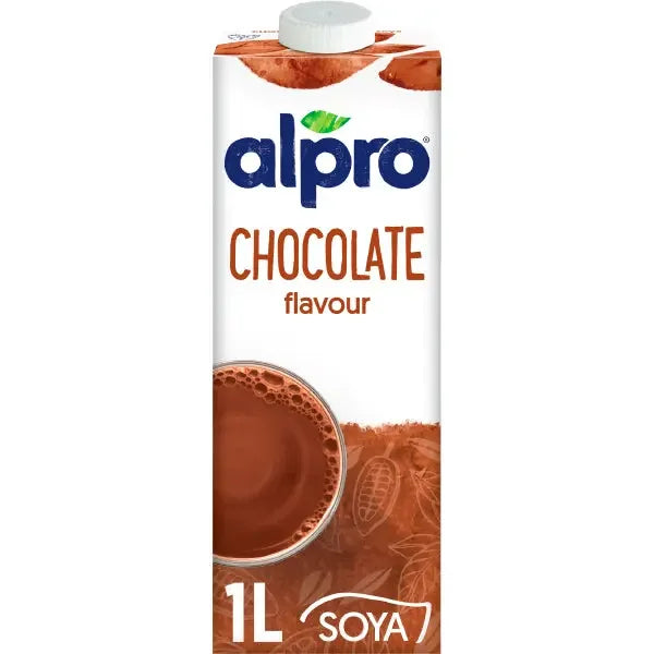 Alpro chocolate soy milk 1L carton, plant-based vegan drink, iPlantBased UAE