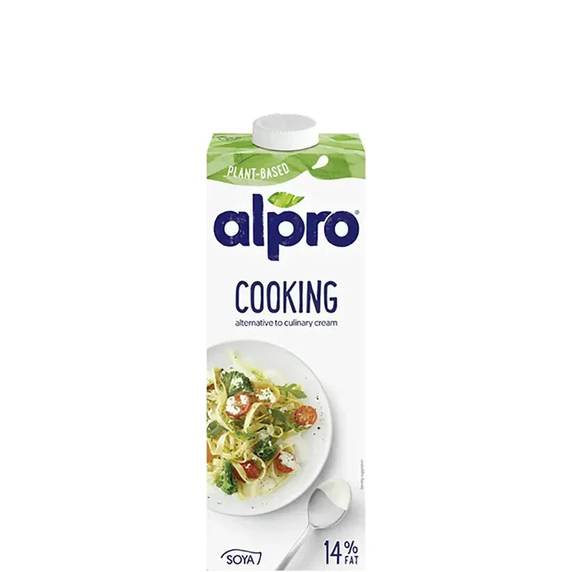 Alpro plant-based cooking cream carton, soy alternative to cream, iPlantBased UAE