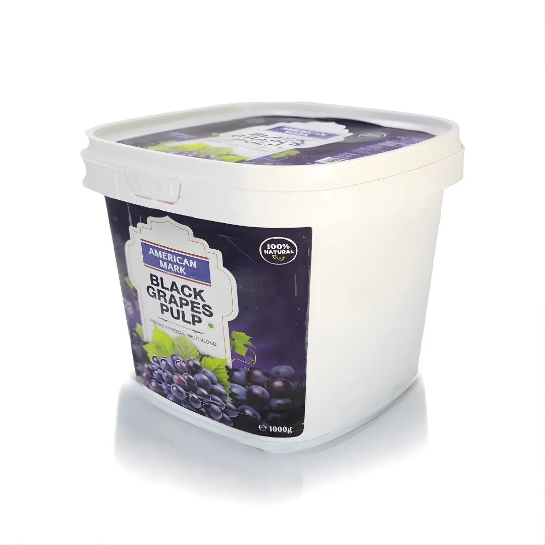 American Mark Black Grapes Pulp 1000g tub, 100% natural, plant-based frozen fruit blend