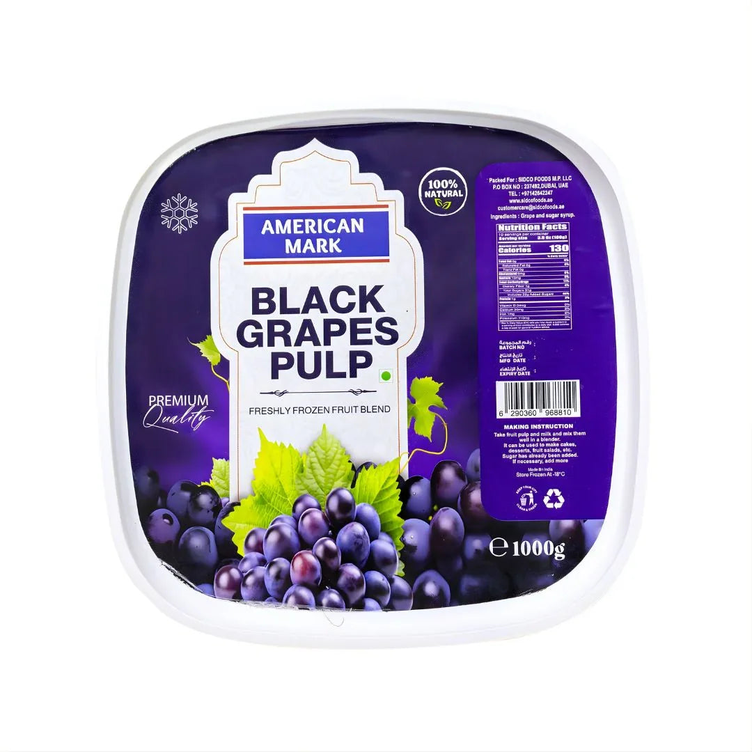 American Mark black grapes pulp pack, plant-based, 100% natural, freshly frozen, UAE store