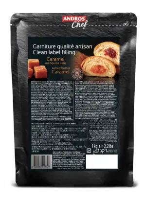 Andros Chef Frozen Salted Butter Caramel Clean Label Filling – Bake Stable, 1Kg