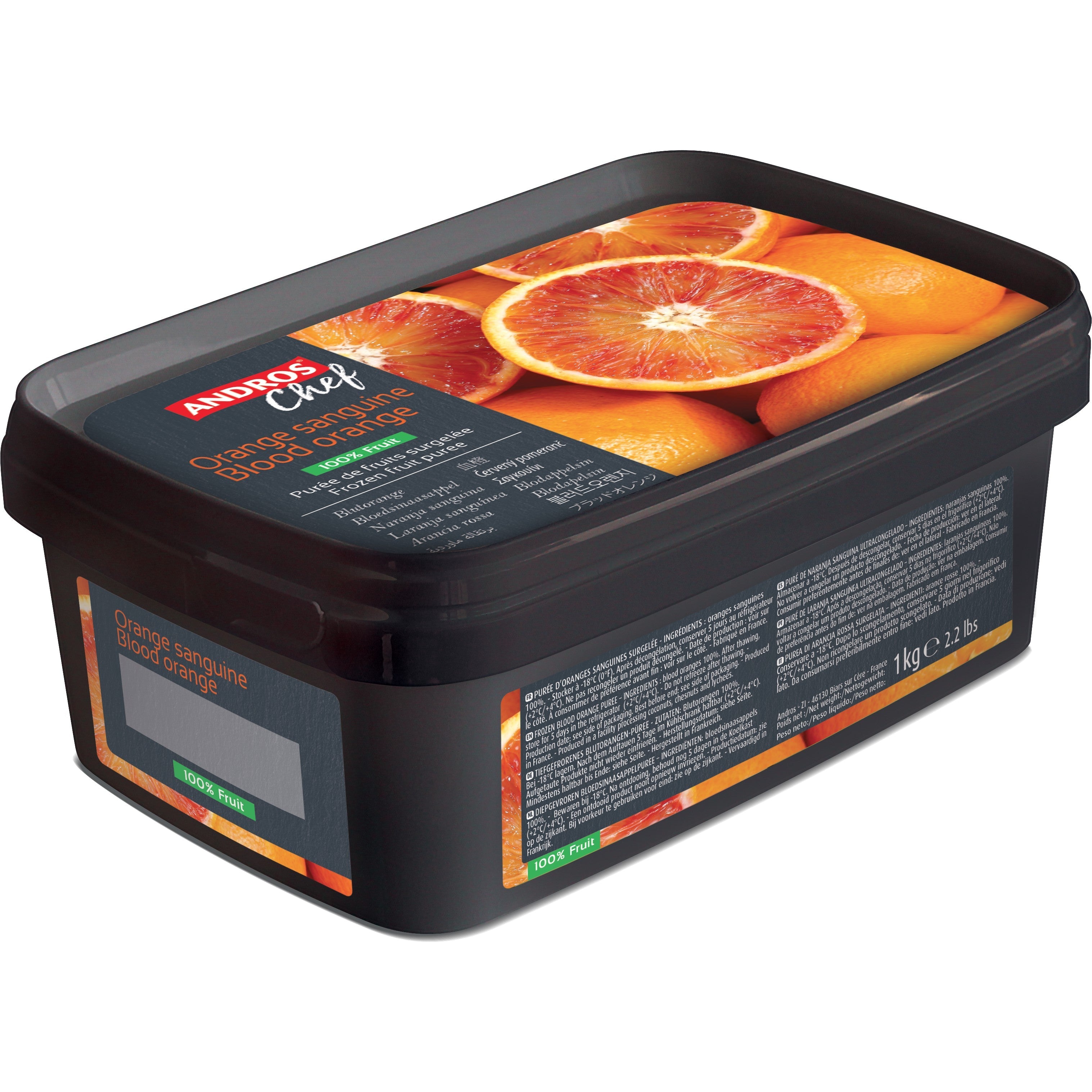 Andros Chef Frozen Unsweetened blood orange Puree 1kg