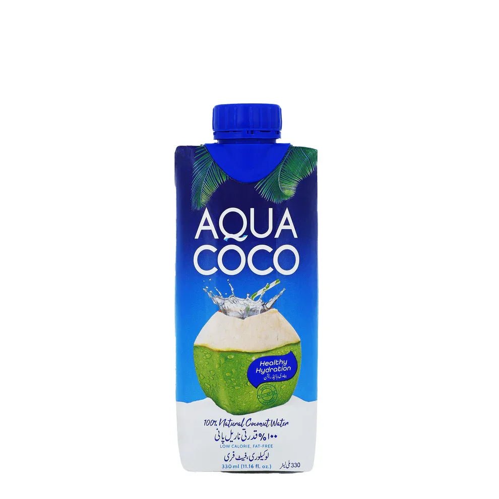 Aqua Coco 100% natural coconut water 330ml carton, plant-based drink sold by iPlantBased UAE.