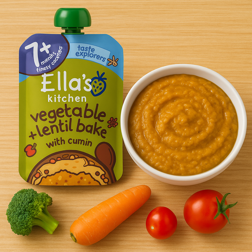 Ella's Kitchen organic vegetable bake with lentils 130g. Expiry date: 6/1/2026