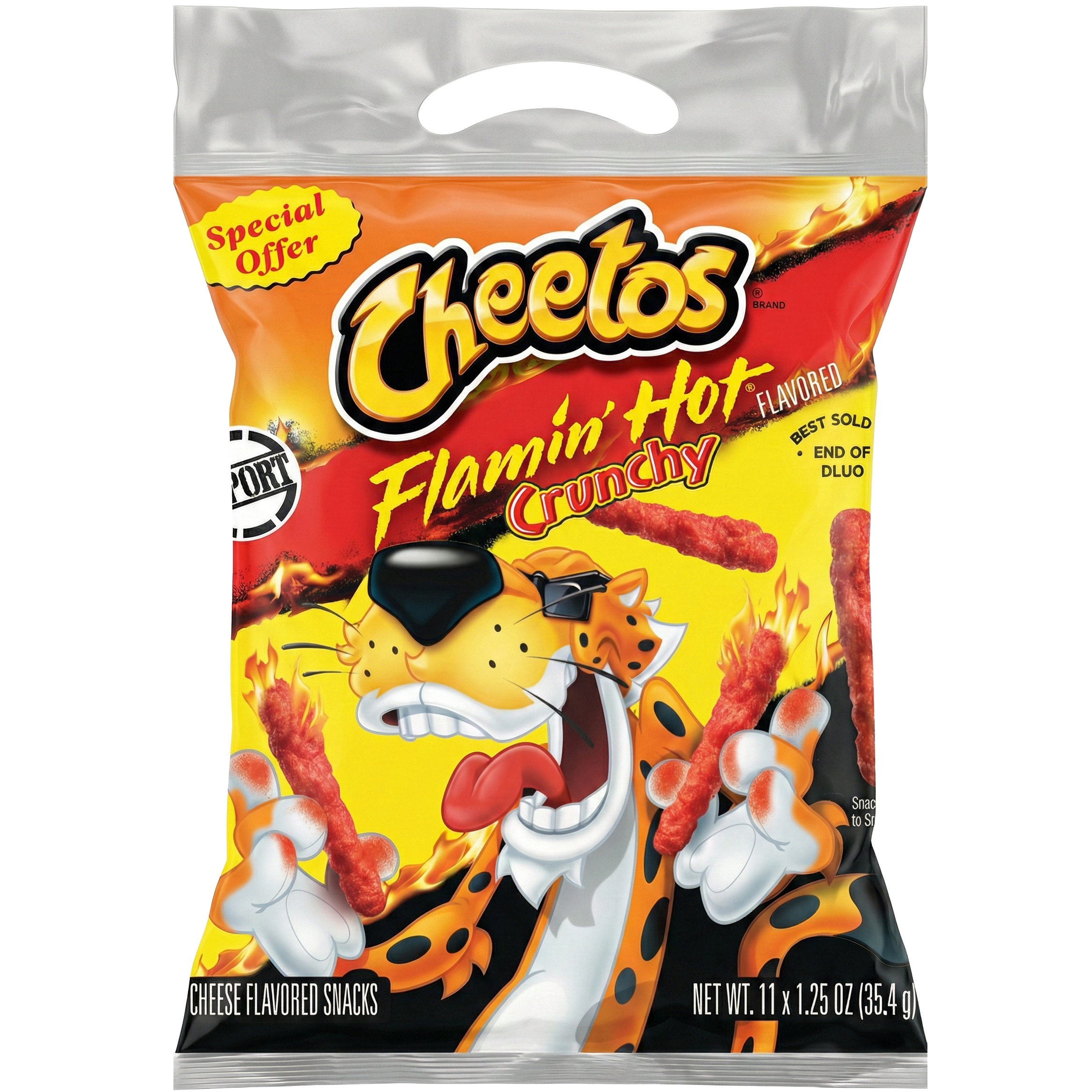Cheetos Crunchy Flaming Hot Cheese Flavored Snack, Made with Real Cheese, 11 Pack 13.75 OZ (390g) – Export