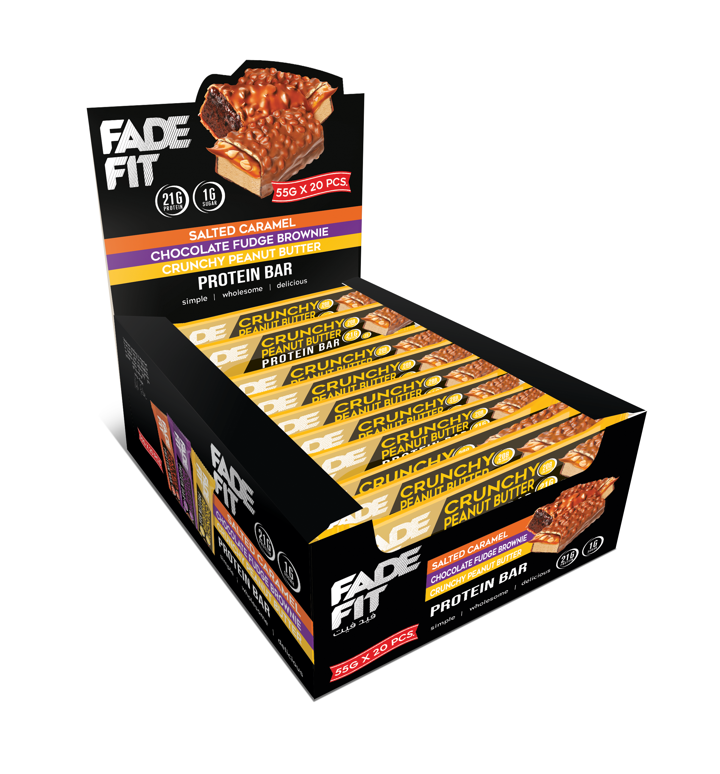 Fade Fit - Crunchy Peanut Butter Protein Bar (20 X 55g) Box