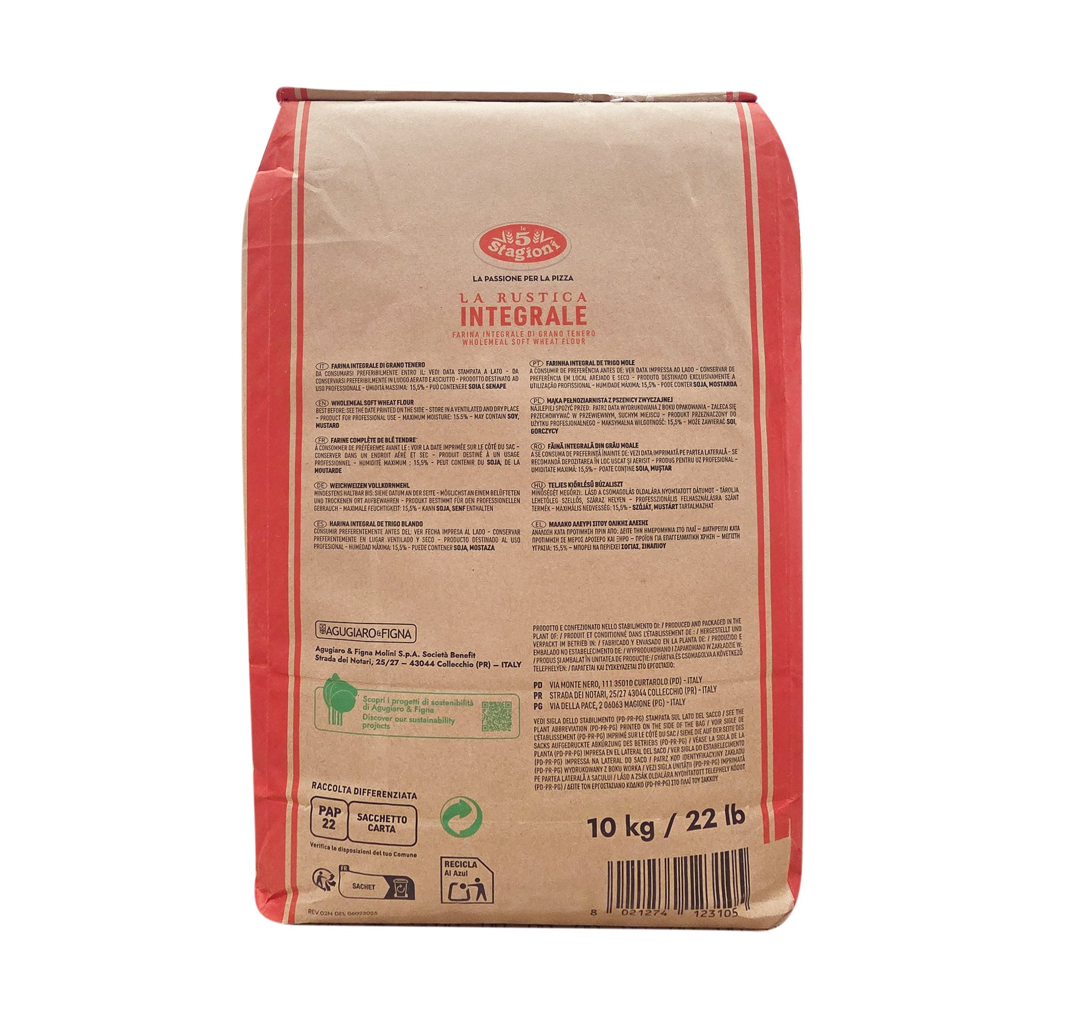 Le 5 Stagioni Farina Intergrale Soft Wheat Flour 10kg