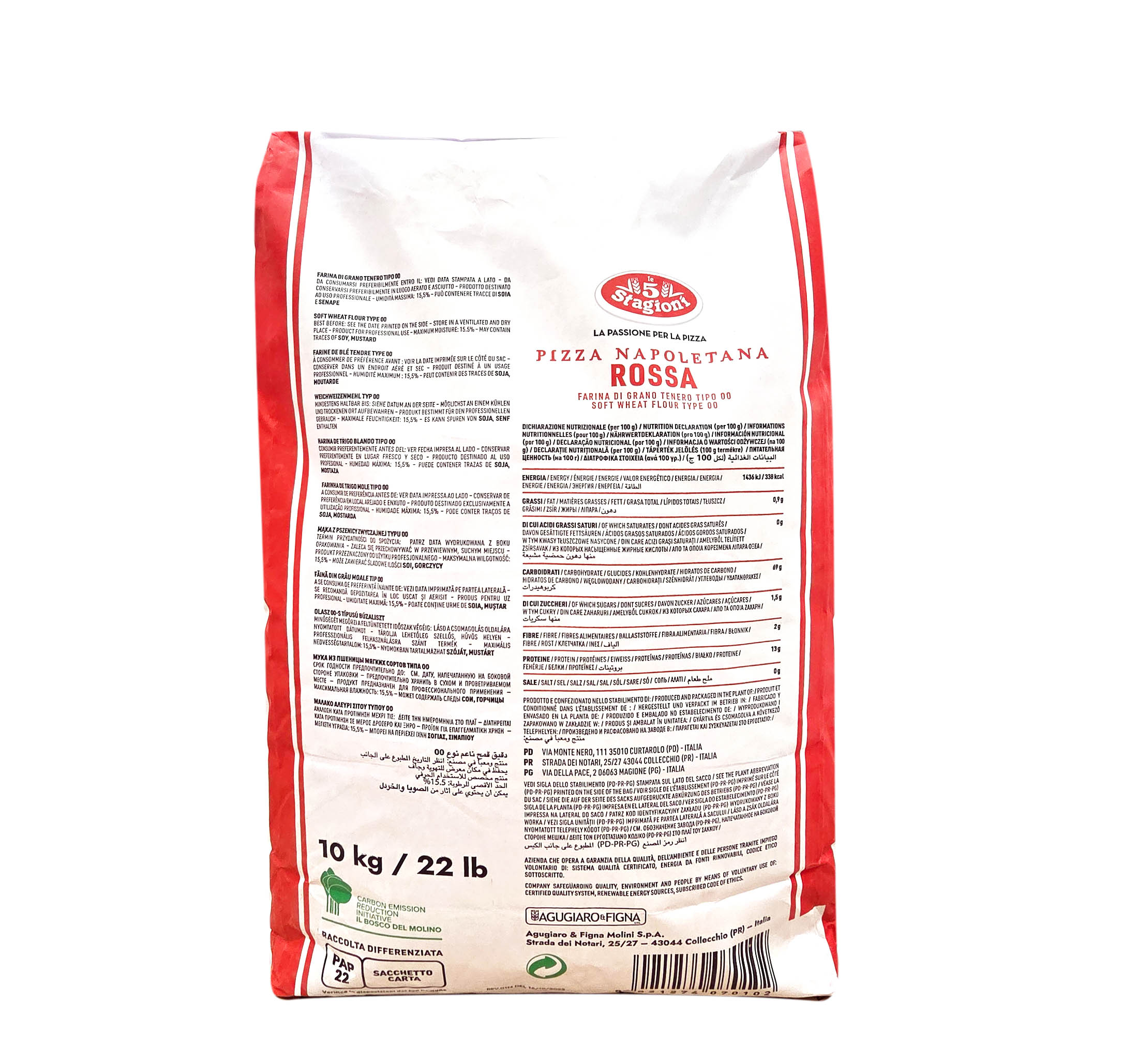 Le 5 Stagioni Farina Pizza Napoletana Rossa Flour 10kg