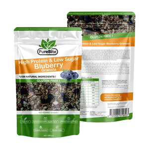 PureBite High Protein -Gluten Free, No Added Sugar Blueberry Granola 300g