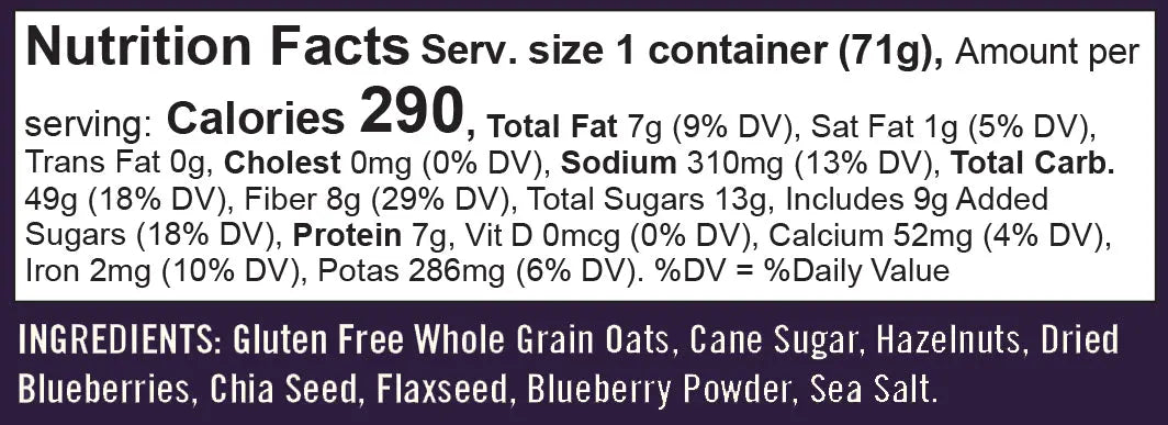 Bob's Red Mill Gluten Free Oatmeal Cup-Blueberry & Hazelnut with Flax & Chia, Non-GMO 71gm