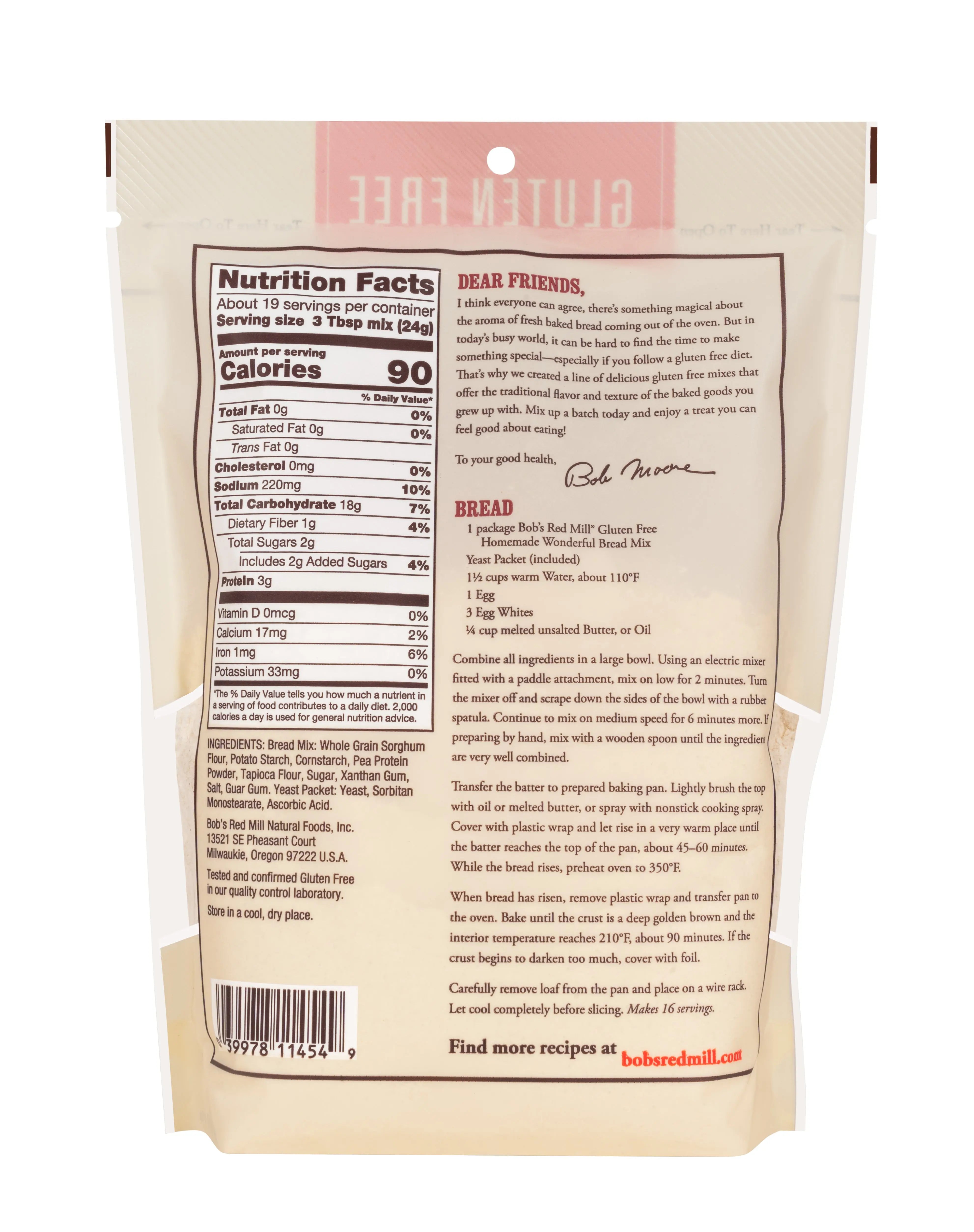 Bob's Red Mill Homemade Wonderful Bread Mix, Gluten Free 454gm