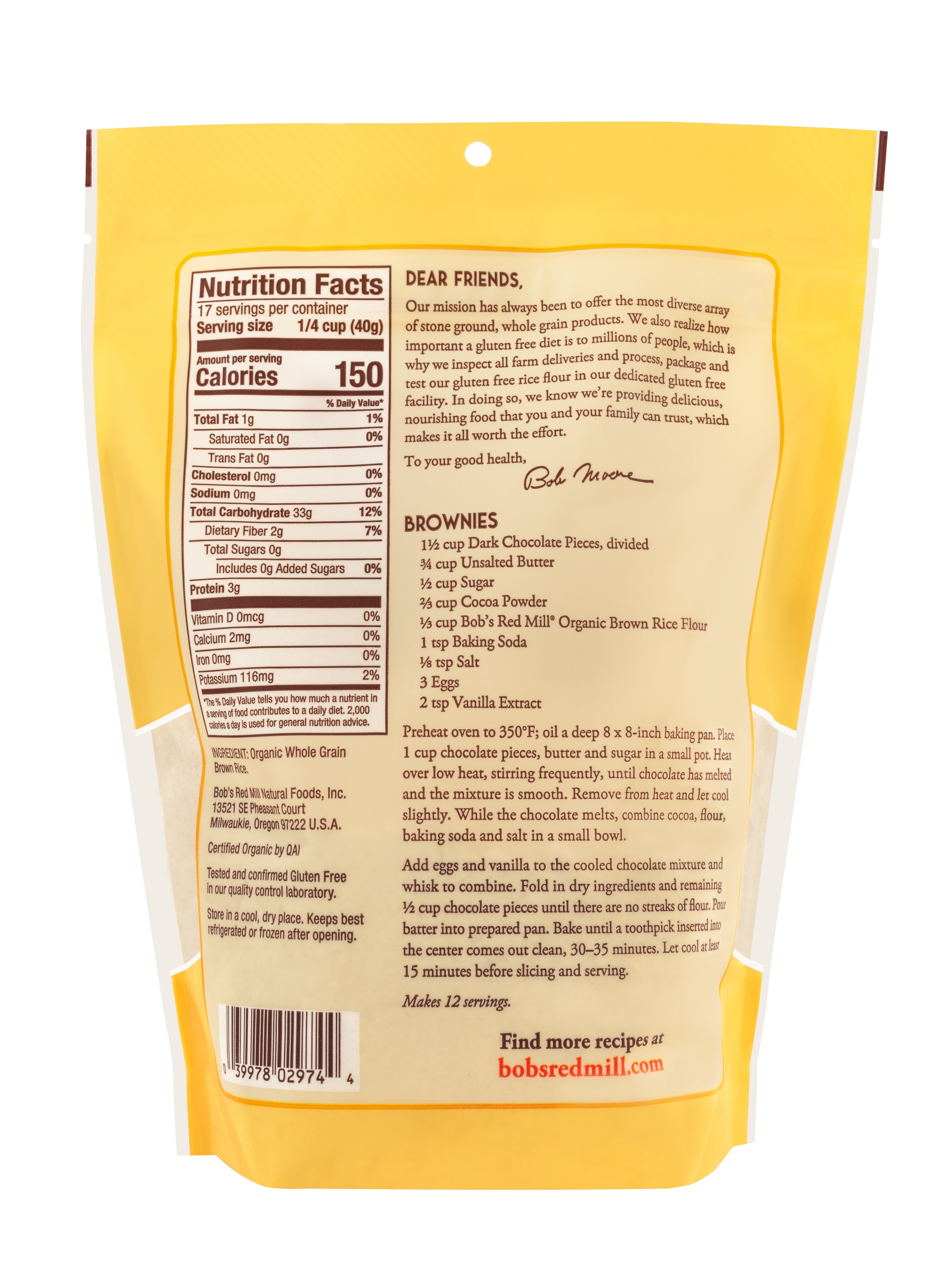 Bob's Red Mill Organic Whole Grain Brown Rice Flour, Gluten Free, 680gm