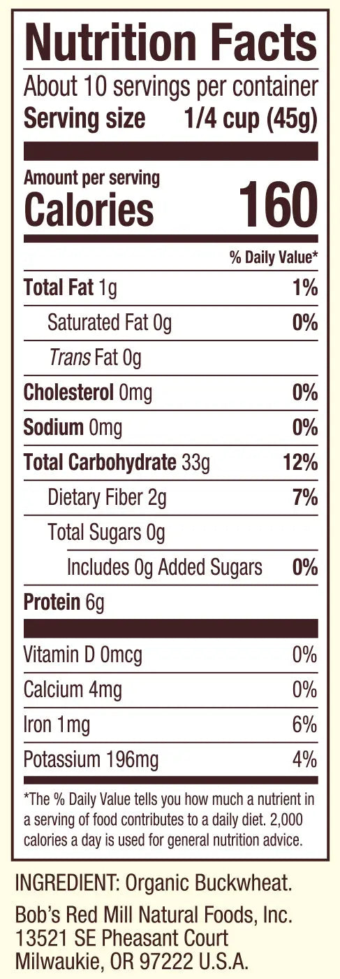Bob's Red Mill Organic Whole Grain Buckwheat Groats Raw, Gluten Free, Non-GMO 454gm
