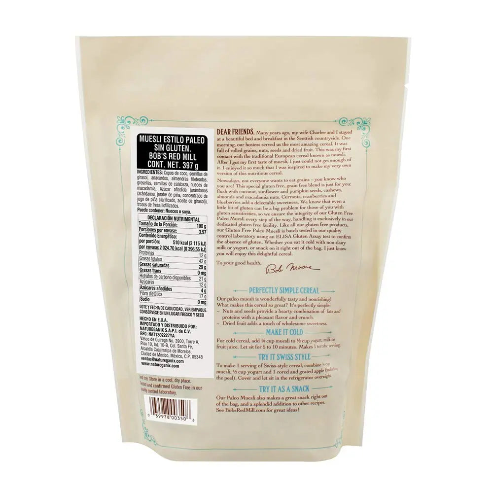 Bob's Red Mill Paleo Style Muesli, Grain Free, Cold Cereal, Gluten Free 397gm