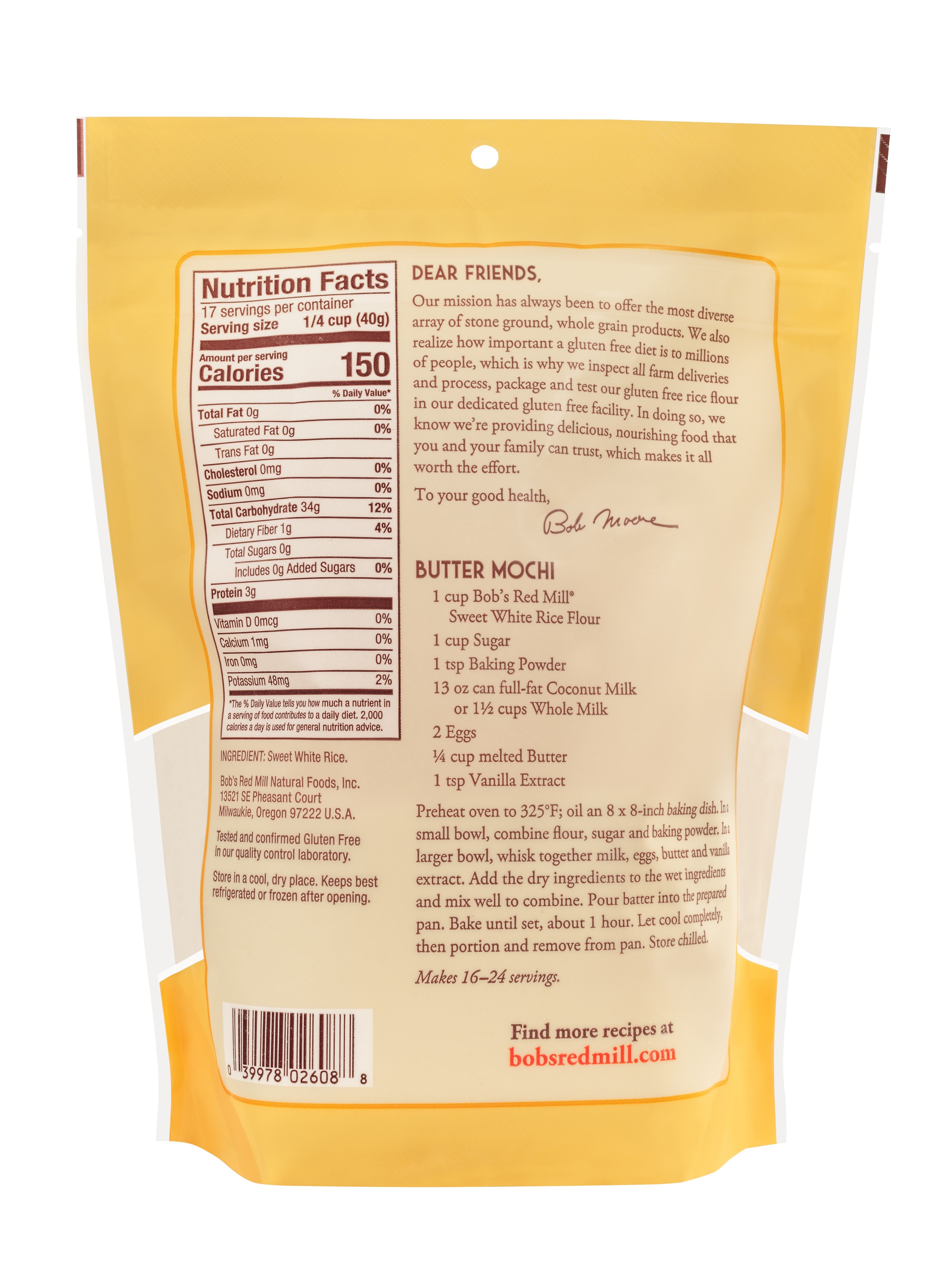 Bob's Red Mill Sweet White Rice Flour, Gluten Free, Non-GMO, 680gm