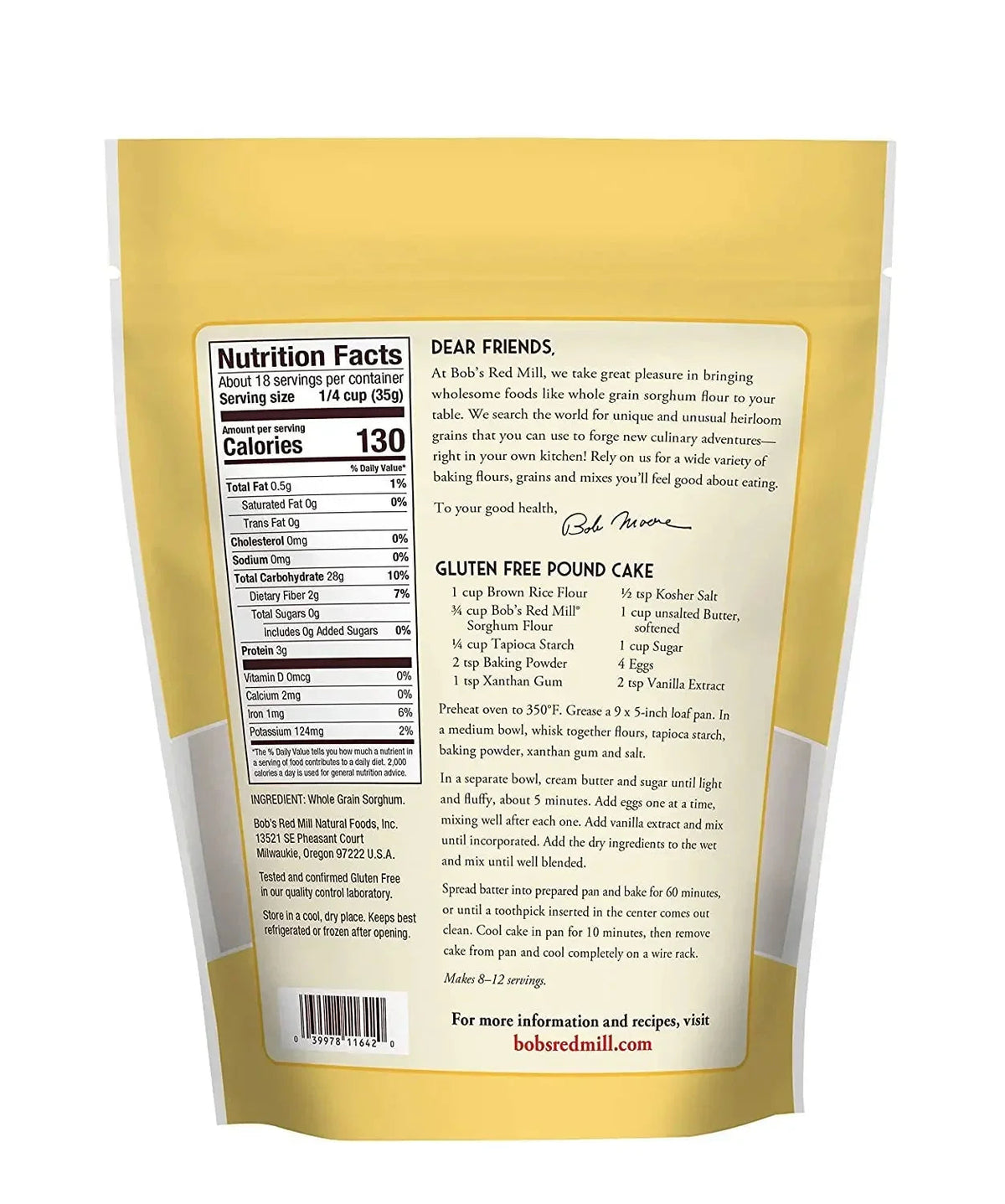 Bob's Red Mill Sweet White Sorghum Flour - 11.34 Kg