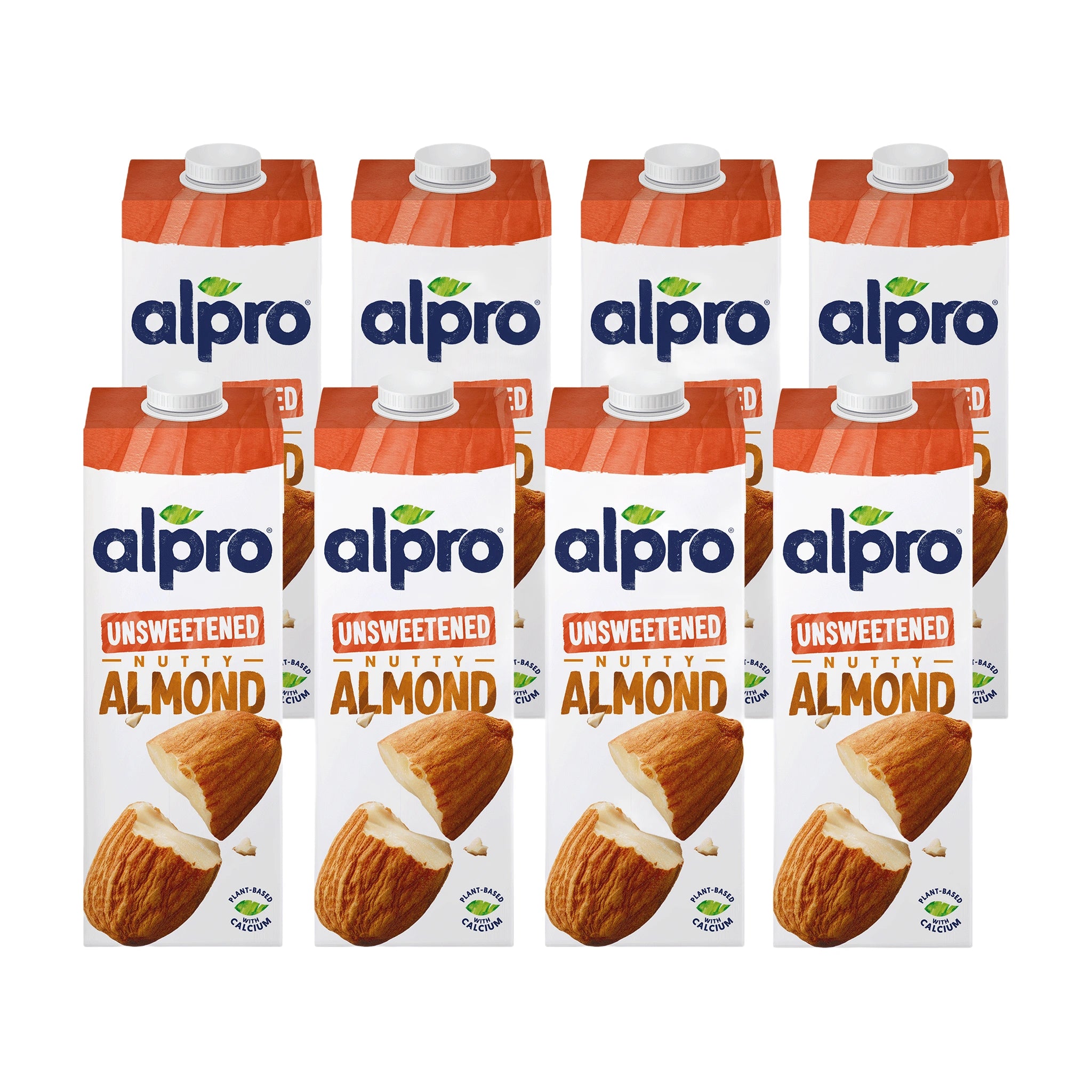 Alpro Almond Unsweetened Drink, Pack of 8 x 1L
