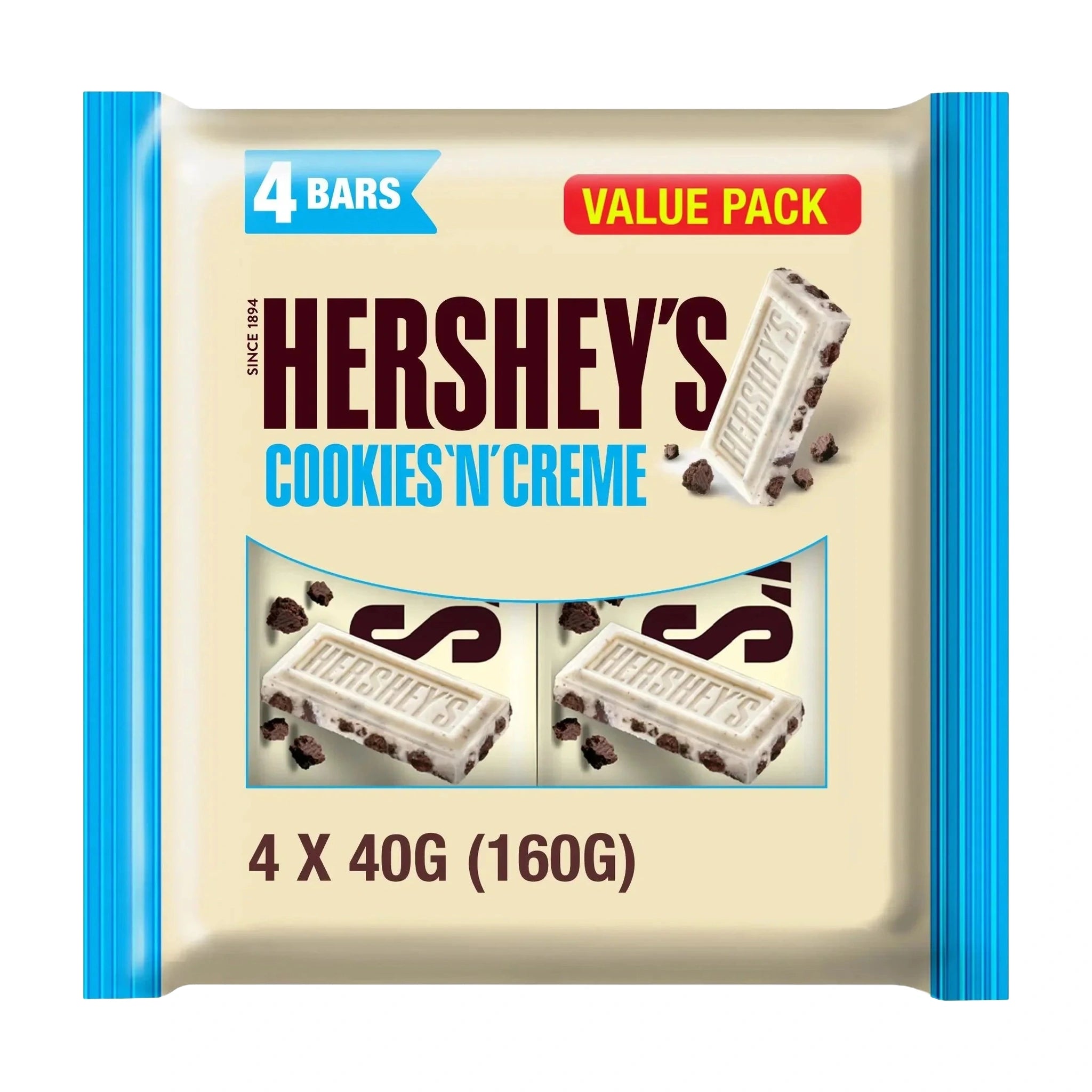 Hershey's Cookies 'n' Creme Chocolate Bar 4 x 40gm (160 gr) Value Pack