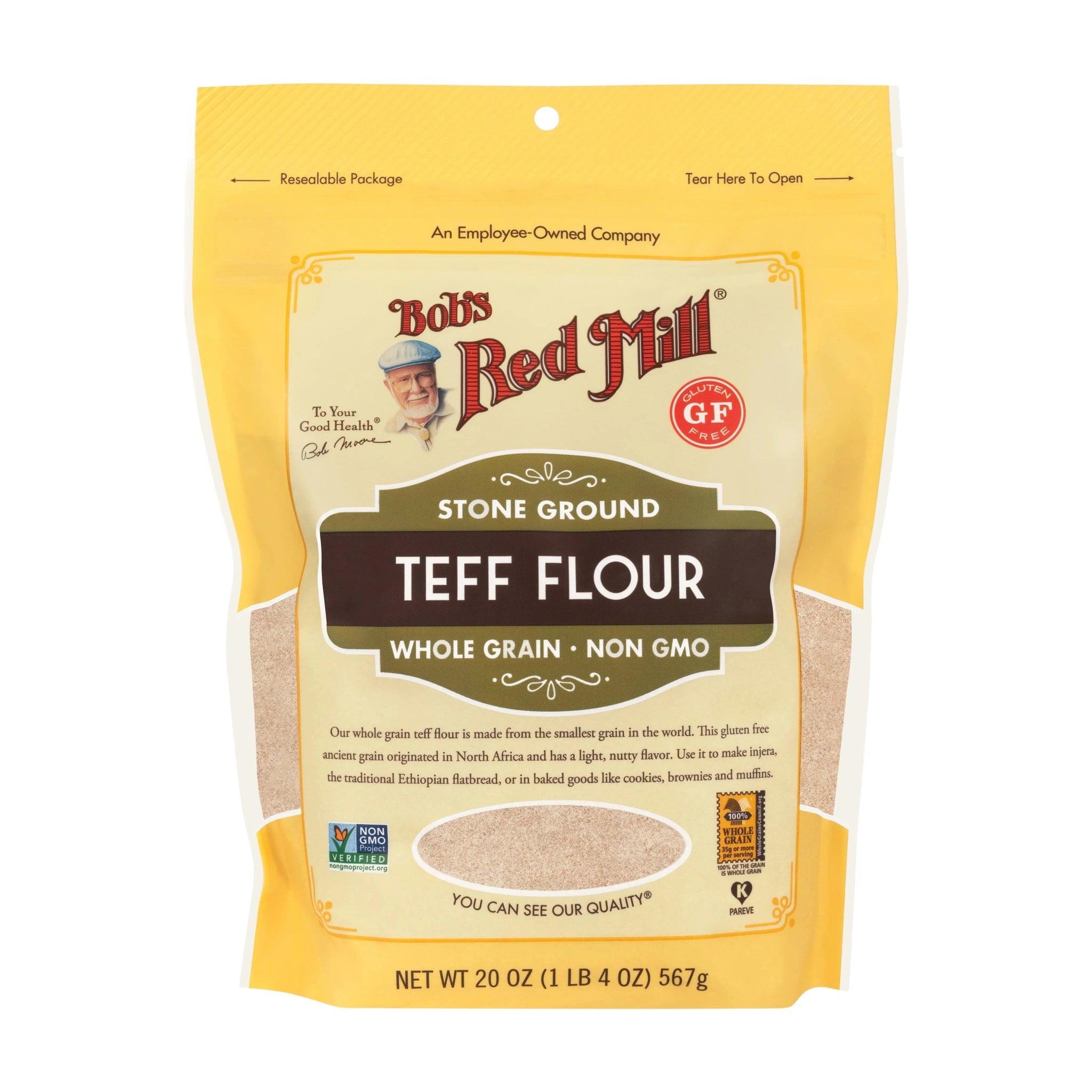 Bob's Red Mill Stone Ground Teff Flour, Whole Grain, Gluten Free, Non-GMO