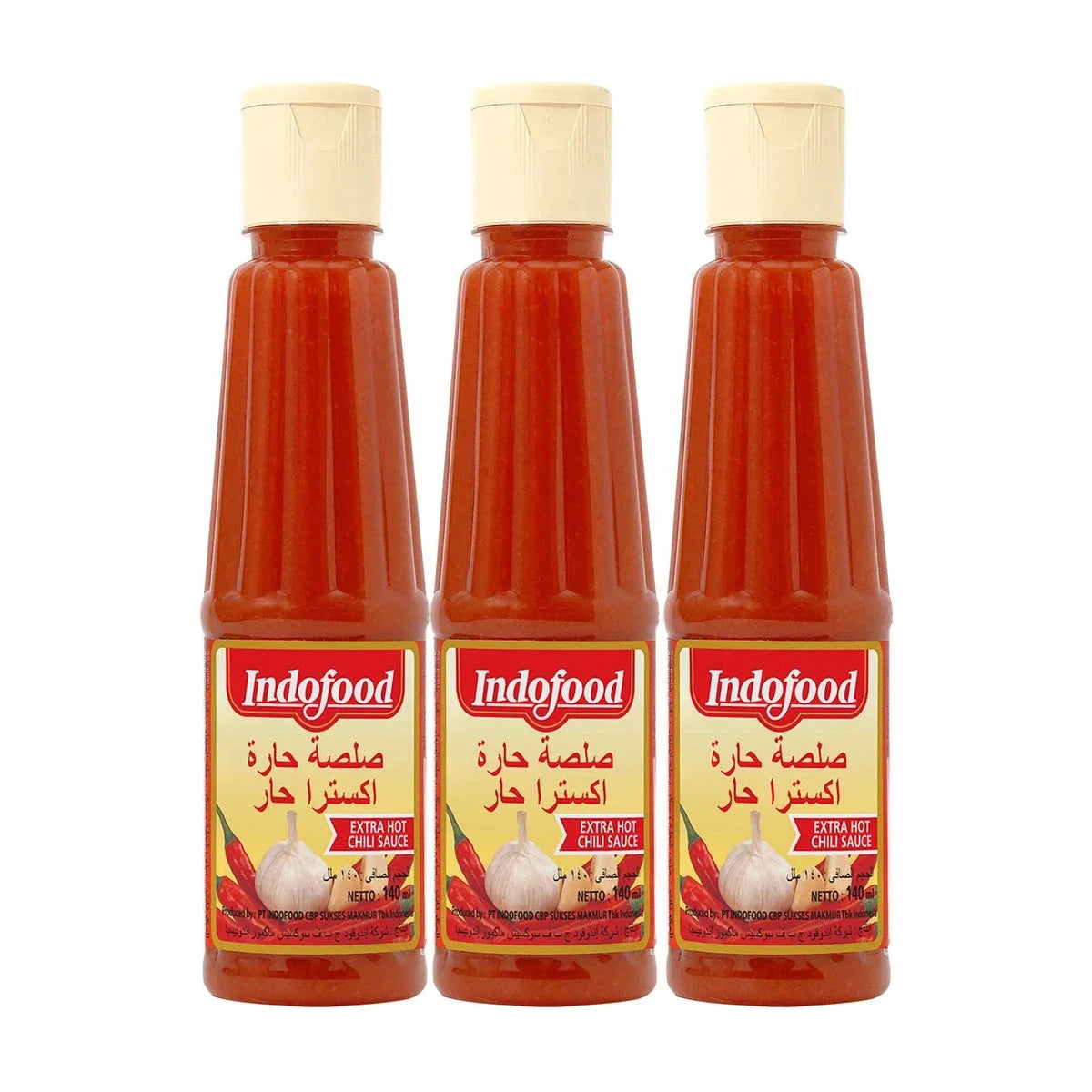Indofood Extra Hot Chili Sauce 140ml Pack of 3 - View 4 | Welaza
