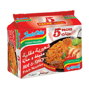 Indomie Instant Fried Noodles Hot & Spicy with Seasoning Powder and Sauce - 80 g Pack of 10