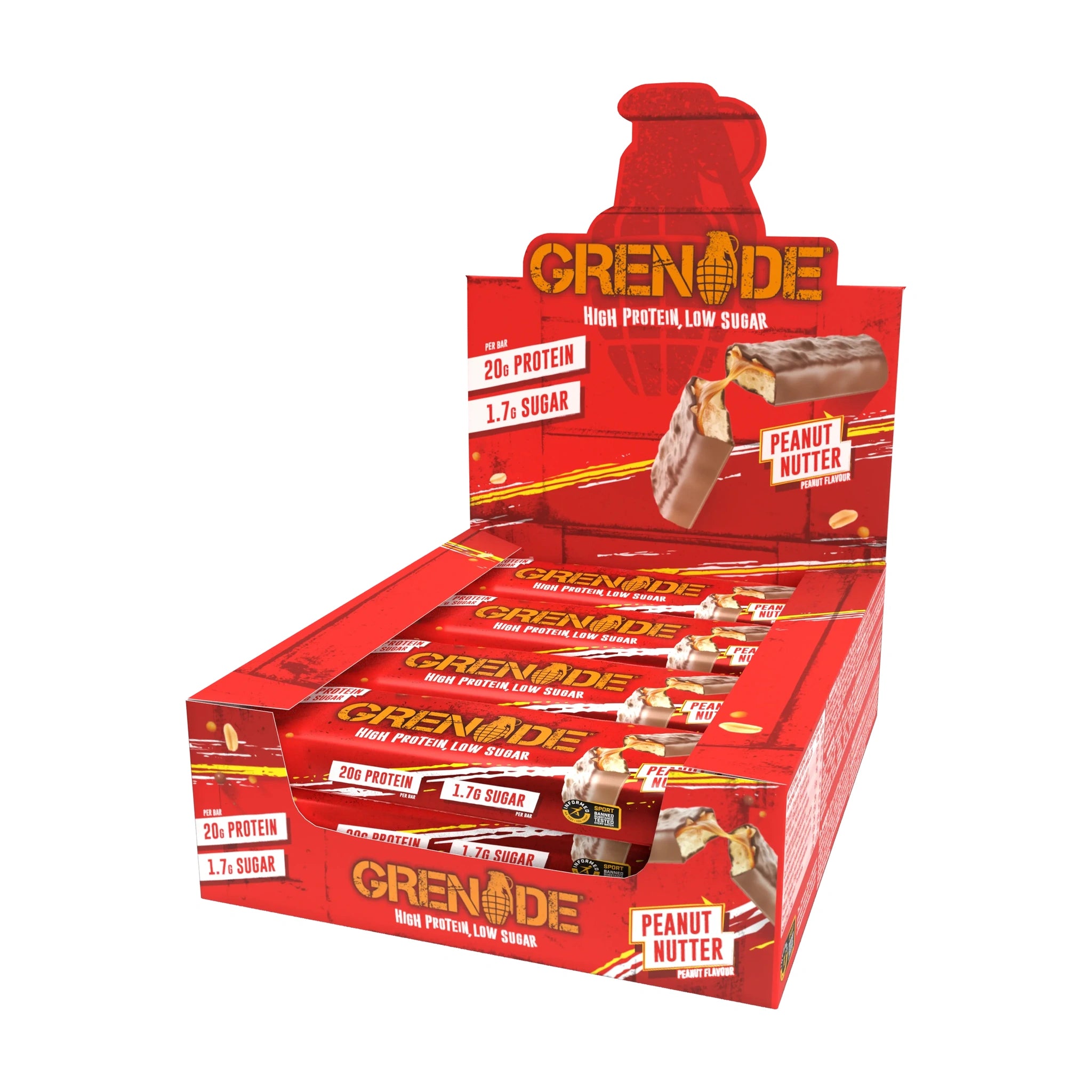 Grenade Peanut Nutter - High Protein Bar - Low Sugar (60gm x12) Box