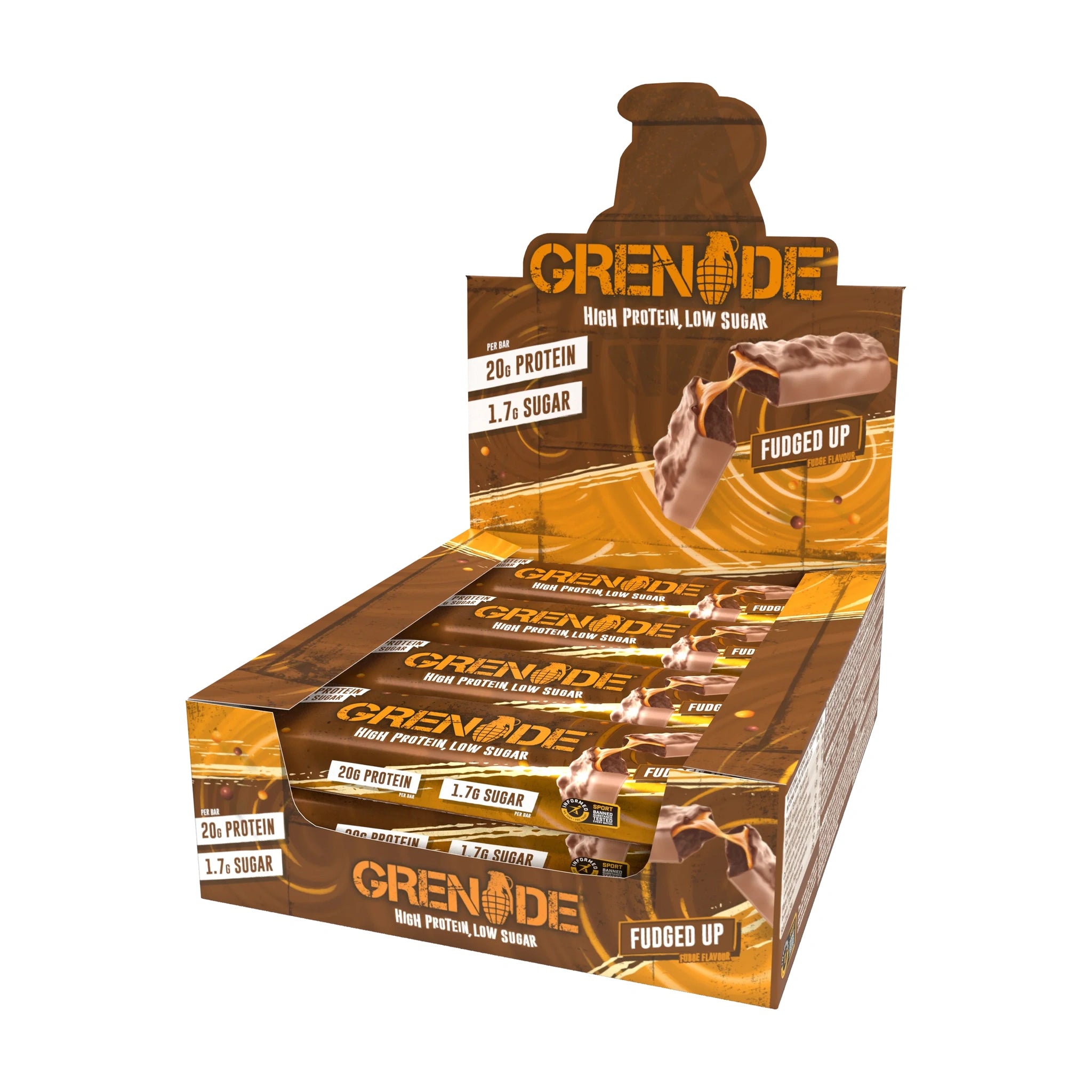 Grenade Fudged Up - High Protein Bar - Low Sugar (60gm x 12) Box