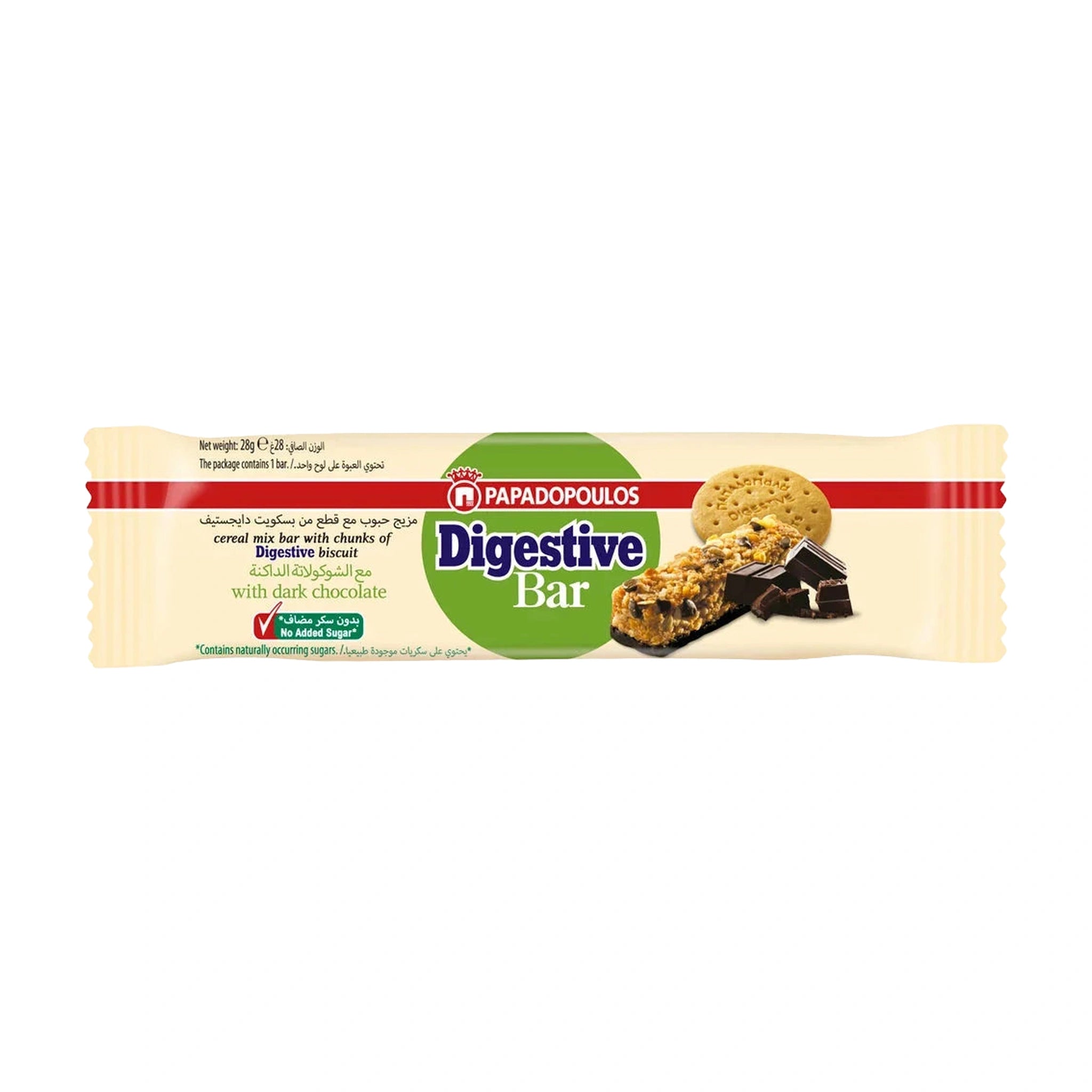 Digestive Bar with Chocolate and No Added Sugar