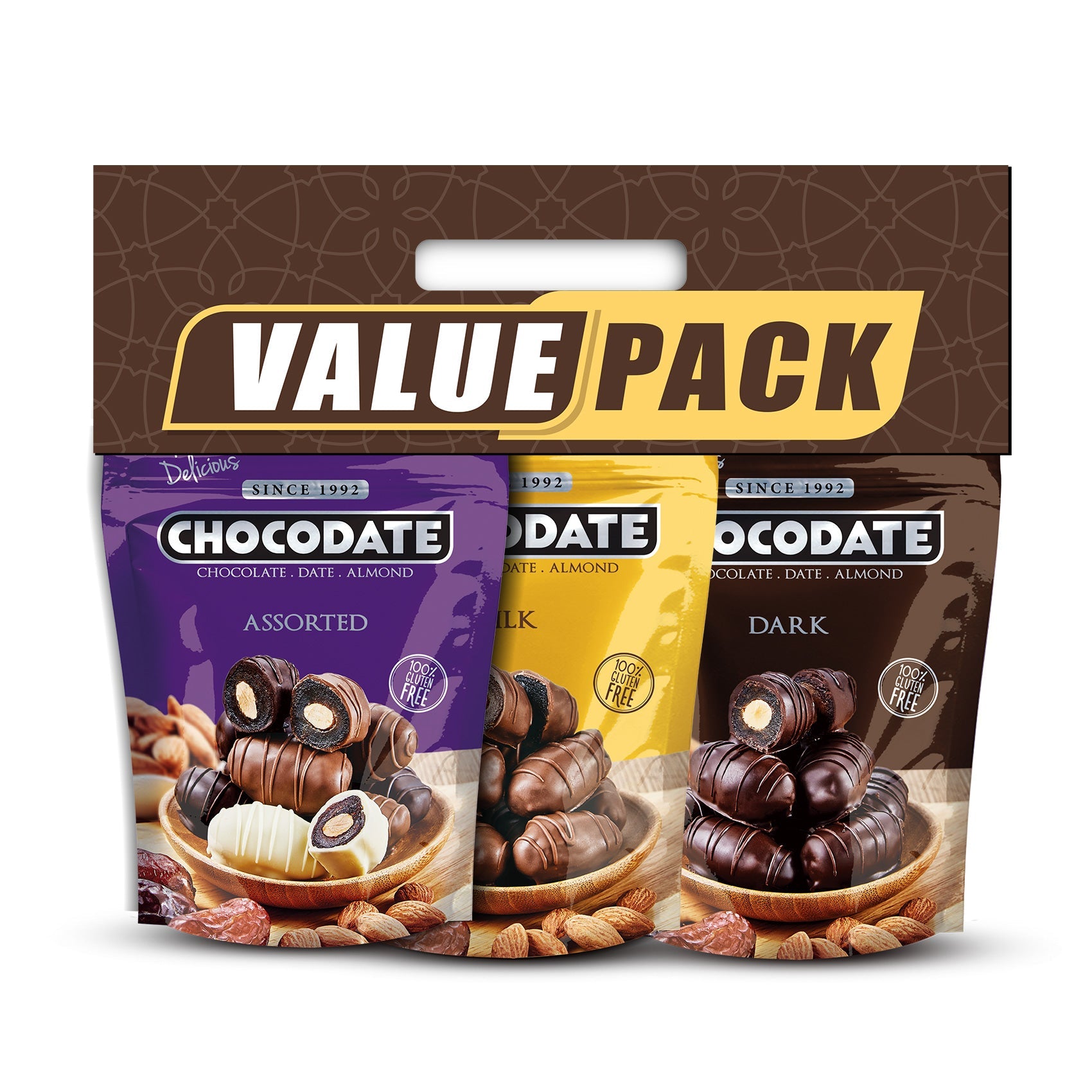 Chocodate Assorted | Exquisite Bite Sized Delicacy | Value Pack - 3 Packs (80gm each) Near Expiry