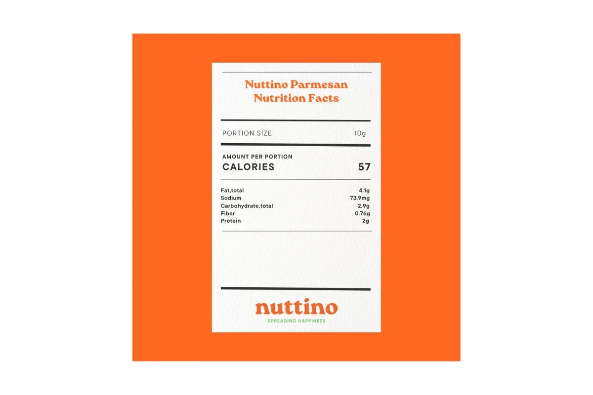 Cashew Parmesan nutrition facts label, plant-based cheese, iPlantBased UAE.