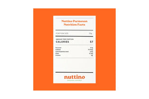 Cashew Parmesan nutrition facts label, plant-based cheese, iPlantBased UAE.