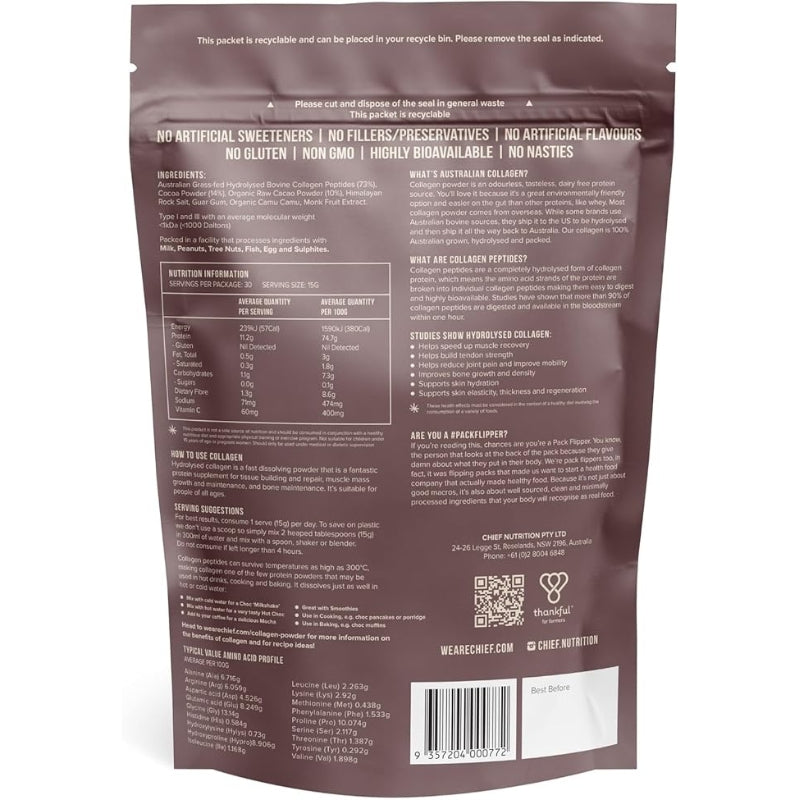 ChiefGrass-fedCollagenChocolateProteinPowder450grams_nutritions