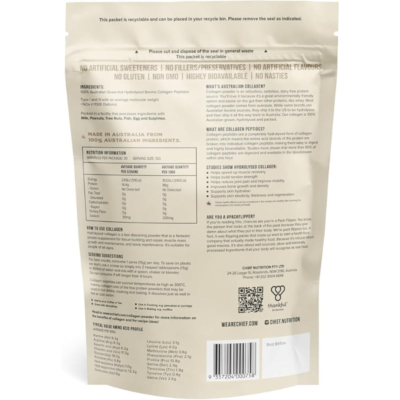 ChiefGrass-fedCollagenUnflavouredProteinPowder450grams_30serves