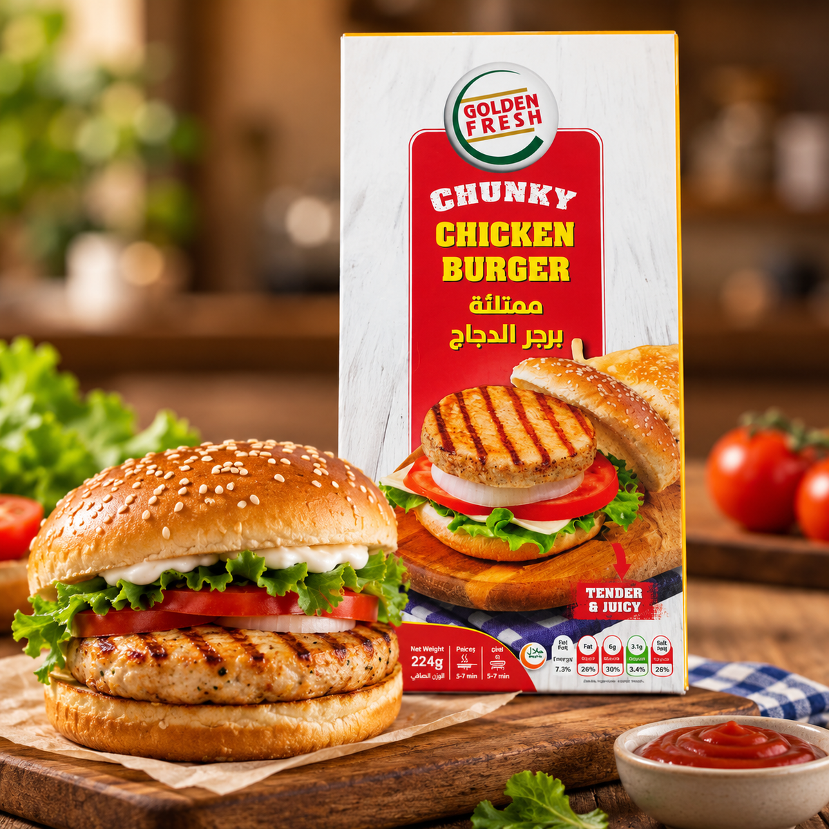 Chunky Juicy Chicken Burger (4pcs/224g)