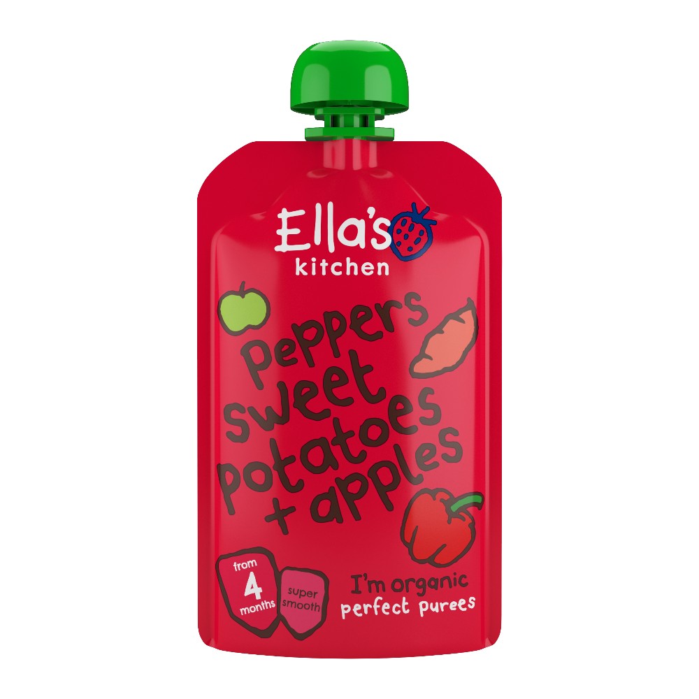 Ella's Kitchen organic red peppers sweet potatoes + apples 120g, Expiry date: 1-May-26