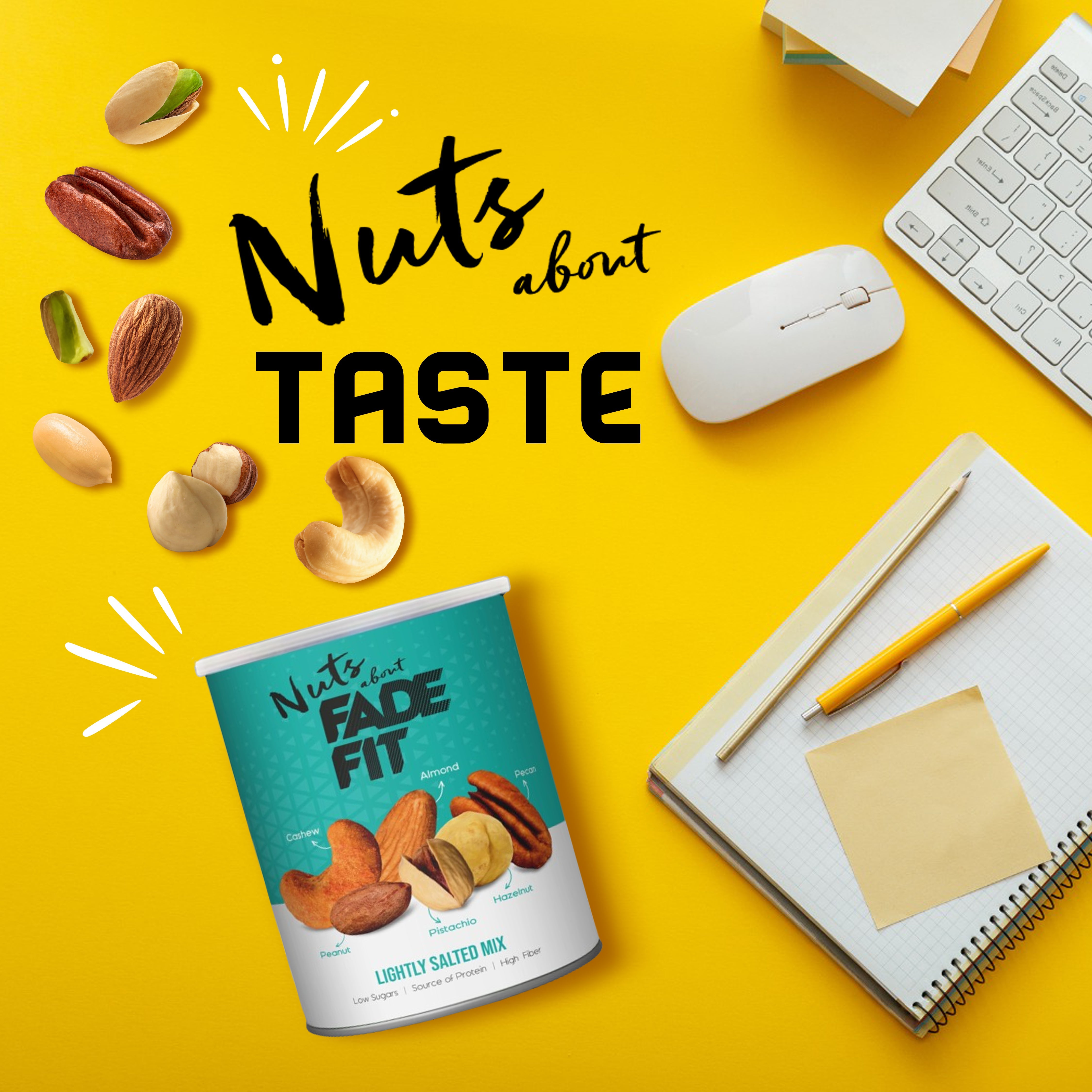 Fade Fit Lightly Salted Mix Nuts, Gluten Free, Low Sodium 200gm