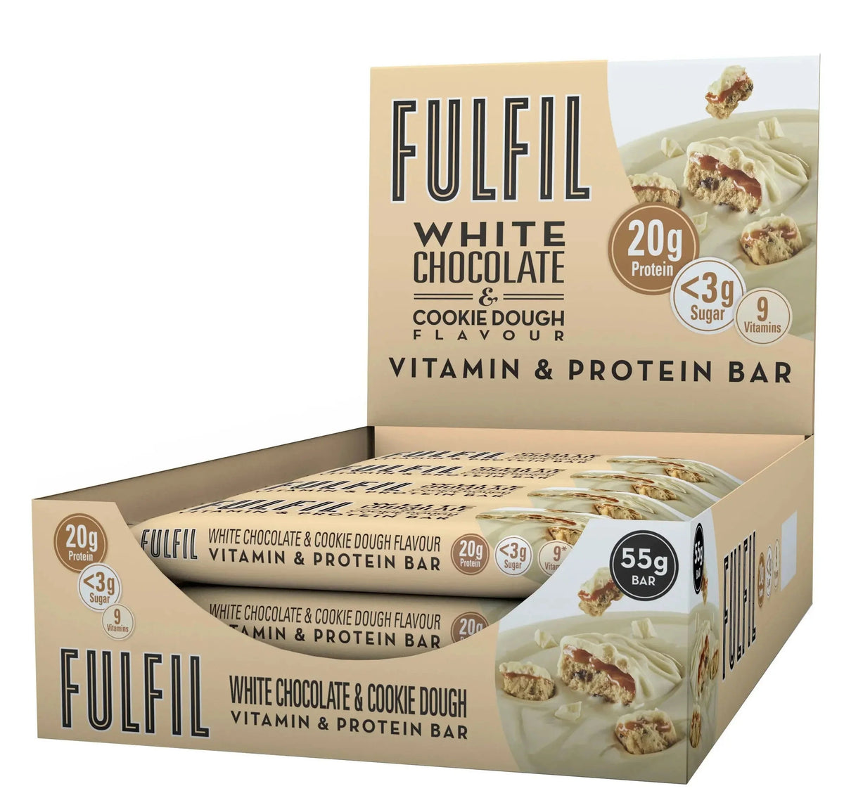 Fulfil White Chocolate And Cookie Dough Vitamin and Protein Bar - 55G 15 x 55G