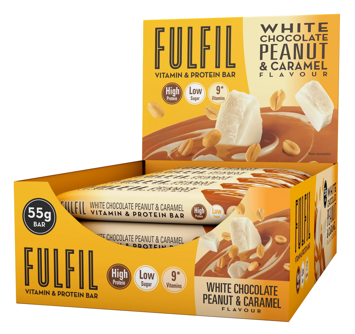 Fulfil White Chocolate Peanut & Caramel Flavour Low Sugar High Protein Bar 55G 15 x 55G