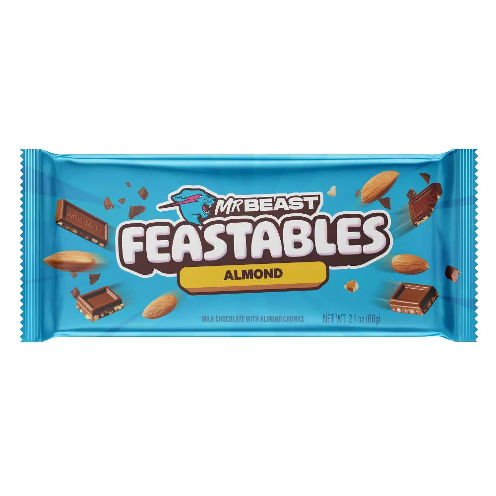 Feastables MrBeast milk Chocolate with Almond Chunks, 60g - New